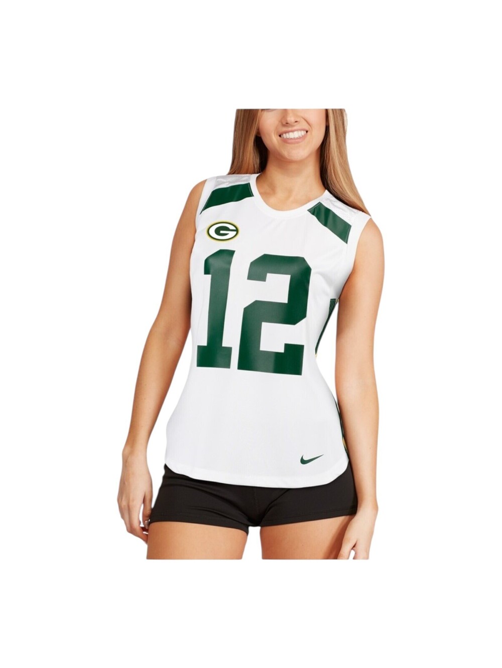 Green Bay Packers Nike Women’s Sleeveless Jersey Top White Rodgers Size XL NEW